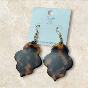 NWT Rue 27 For Nadine WestFaux Tortoise Shell Drop Earrings ~2"